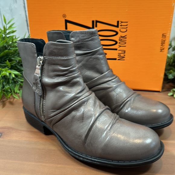 Miz Mooz Lucy Ruched Leather Medium Ankle Boots - Picture 3 of 13